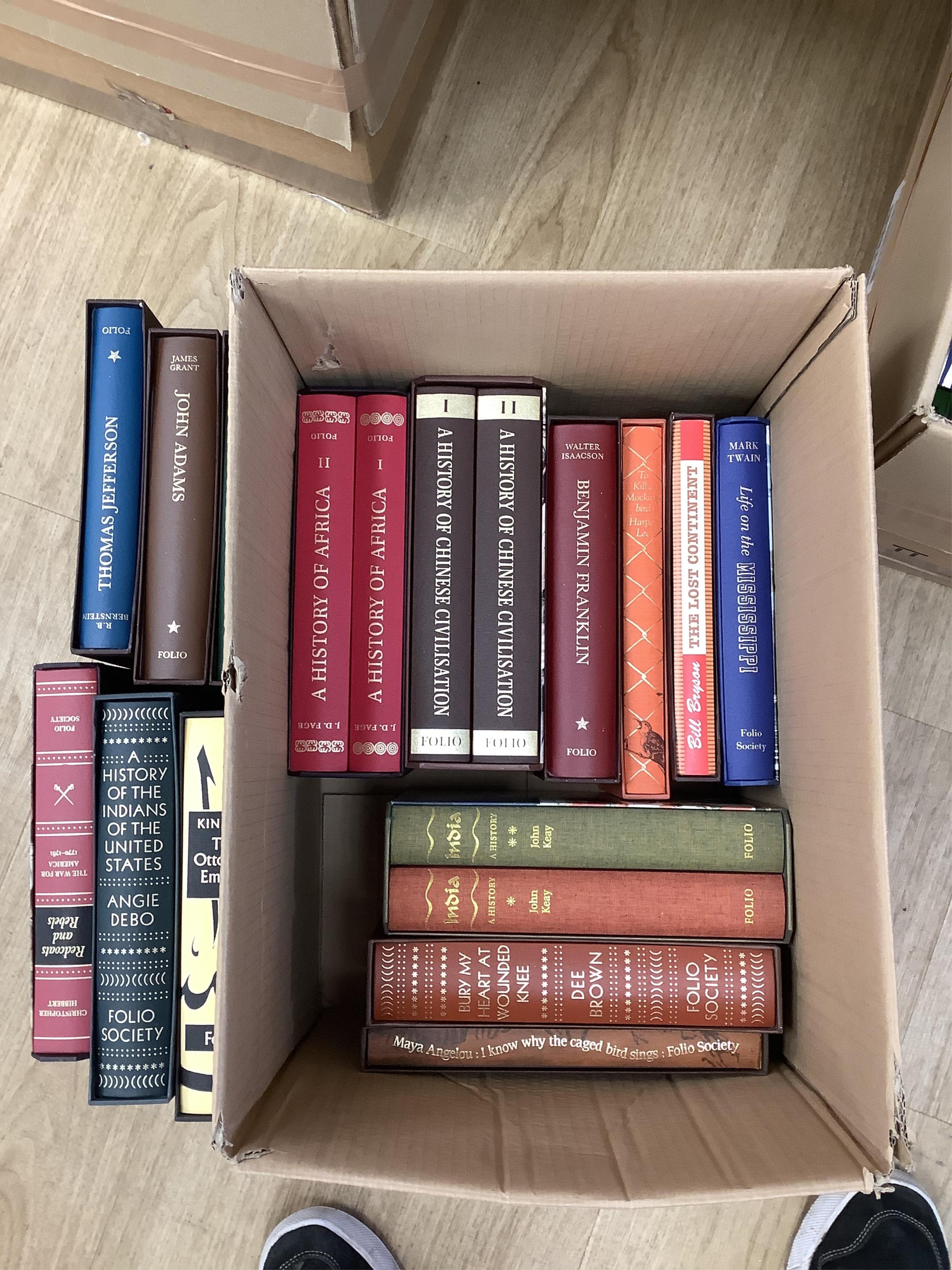 A large collection of folio society books to include T. E. Lawrence, Revolt in the Desert, John Gribbin, History of Western Science and Henry Hobhouse, Seeds of Change